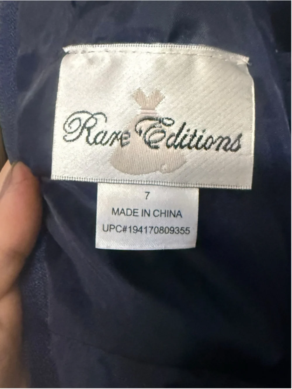 Rare Editions Girls Size 7 Navy Satin Bow Party Top Tunic Tulle Ruffle Y2K